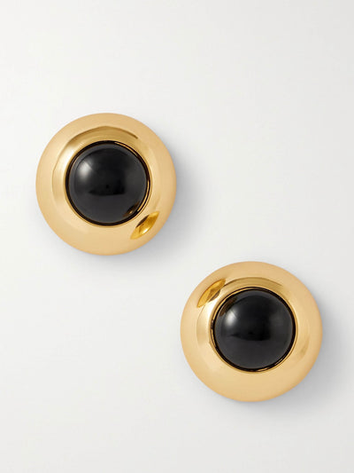 Julietta Bombe gold-plated onyx earrings at Collagerie