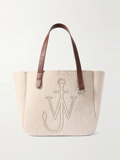 JW Anderson Belt leather-trimmed embroidered felt tote at Collagerie