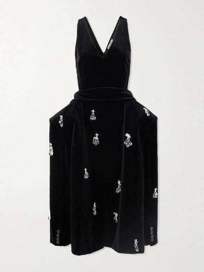 JW Anderson Embellished padded cotton-velvet midi dress at Collagerie