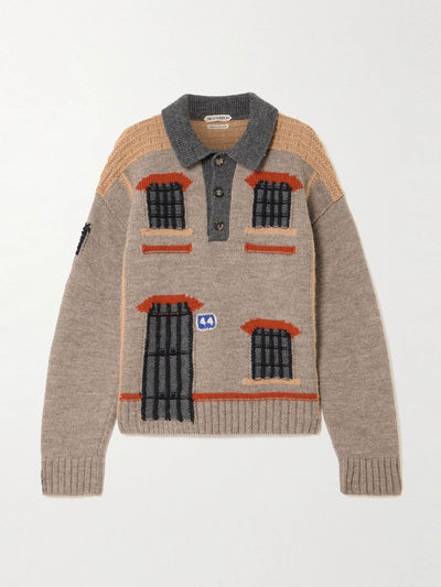 JW Anderson Intarsia-knit wool polo sweater at Collagerie