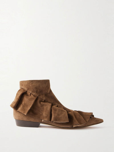 JW Anderson Ruffled suede ankle boots at Collagerie