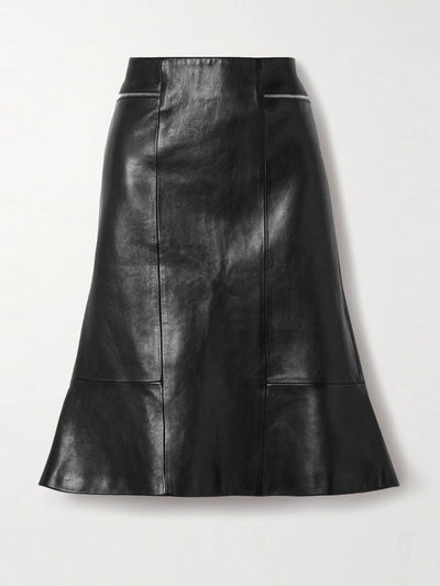 Khaite Francine paneled leather midi skirt at Collagerie