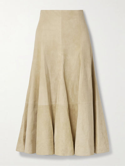 Khaite Lenno suede midi skirt at Collagerie