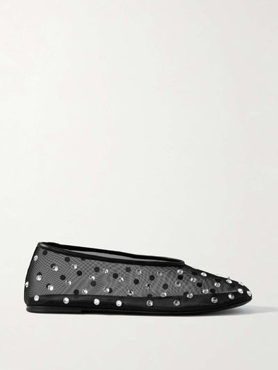 Khaite Marcy crystal-embellished mesh ballet flats at Collagerie