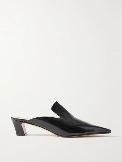 Khaite Marfa glossed-leather mules at Collagerie