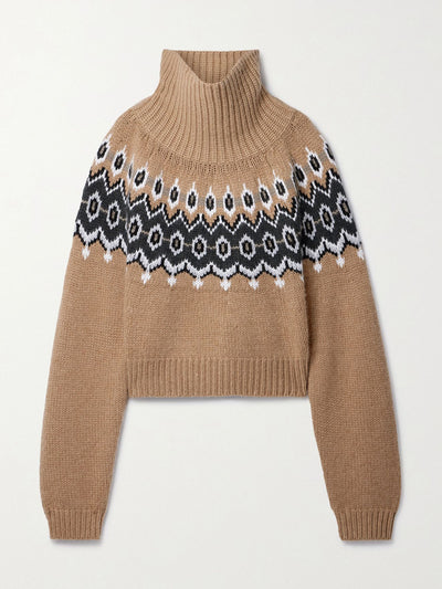 Khaite Oversized Fair Isle cashmere-blend turtleneck sweater at Collagerie