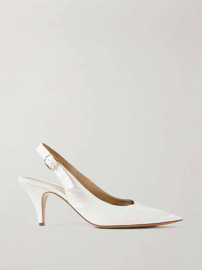 Khaite River crinkled-leather slingback pumps at Collagerie