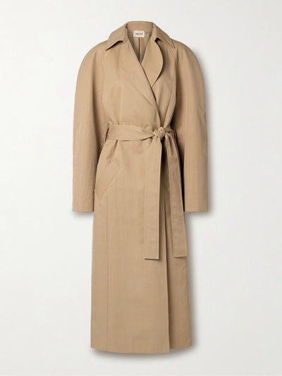 Khaite Roth belted cotton-blend twill coat at Collagerie