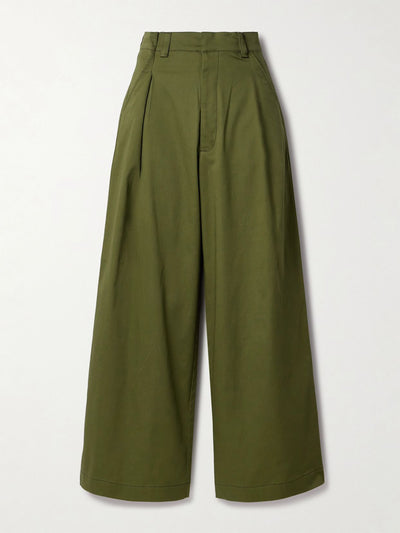 Ulla Johnson Lani pleated cotton-poplin wide-leg pants at Collagerie