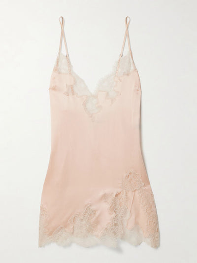 Kiki de Montparnasse Giselle lace-trimmed silk-satin chemise at Collagerie