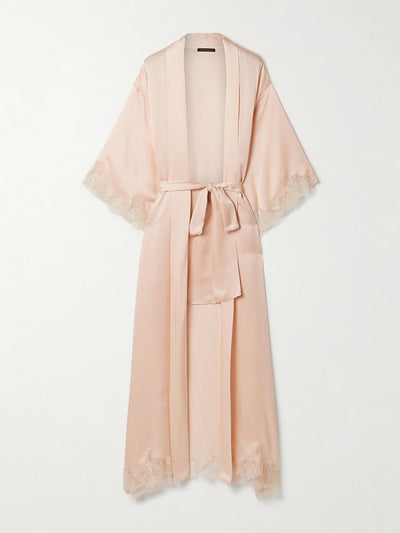 Kiki de Montparnasse Giselle lace-trimmed silk-satin robe at Collagerie