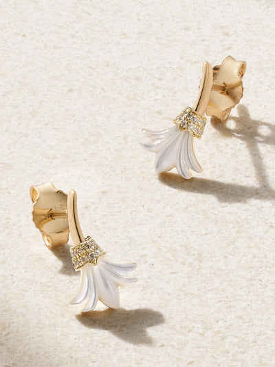 L'Atelier Nawbar Psychedeliah 18kt gold mother-of-pearl and diamond earrings at Collagerie