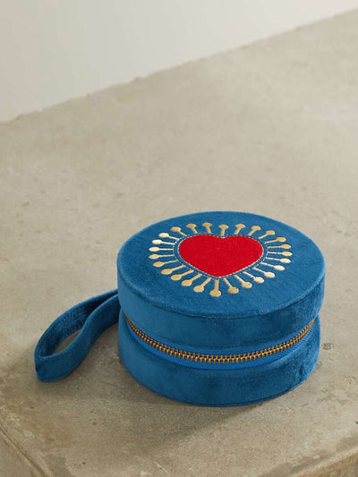 L'Atelier Nawbar Sacred Heart embroidered velvet jewelry box at Collagerie