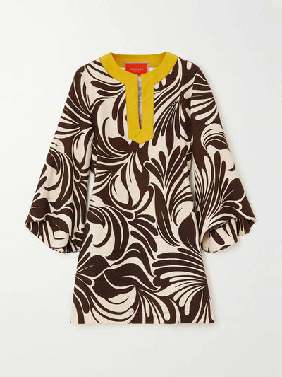 La DoubleJ Brown and white printed kaftan at Collagerie