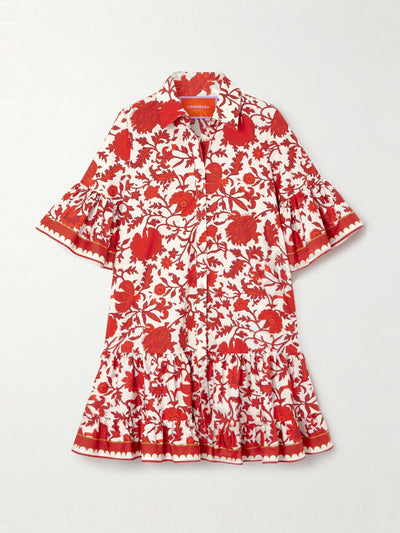 La DoubleJ Choux ruffled printed cotton-twill mini dress at Collagerie