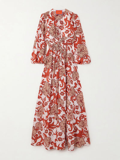 La DoubleJ Long Camerino ruffled printed silk maxi dress at Collagerie