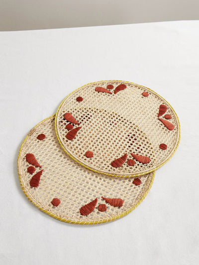 La DoubleJ Embroidered raffia placemats (set of 2) at Collagerie