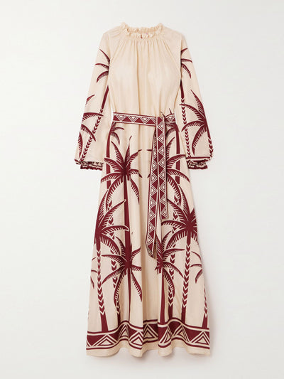 La DoubleJ Cerere belted printed silk-voile maxi dress at Collagerie