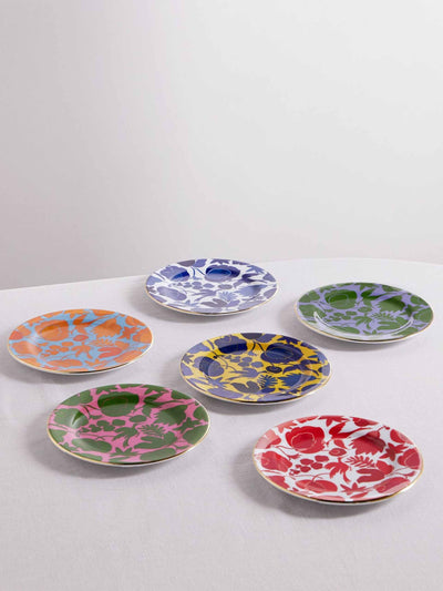 La DoubleJ Gold-plated porcelain dessert plates (set of 6) at Collagerie