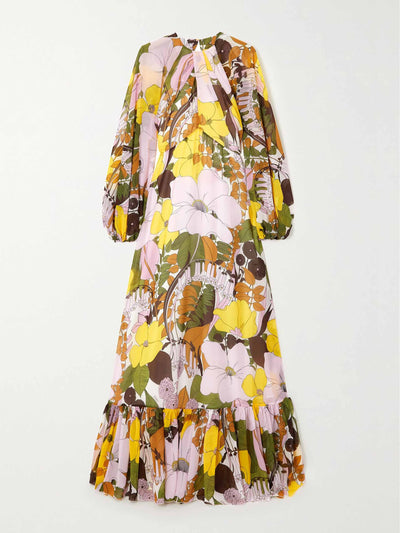 LA DOUBLEJ Floral-print open-back chiffon dress at Collagerie