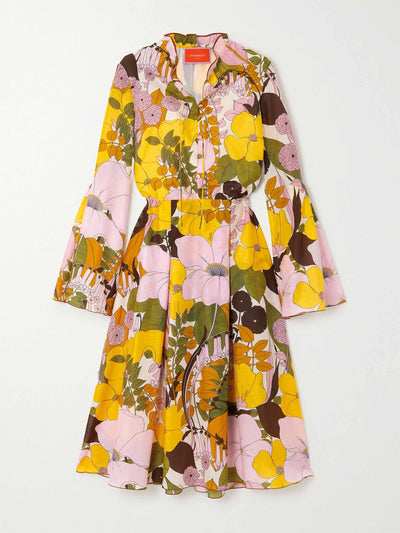 La DoubleJ Floral-print cotton and silk-blend midi dress at Collagerie