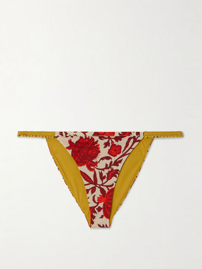 La DoubleJ X Orlebar Brown Fonda braided-trimmed floral-print bikini briefs at Collagerie