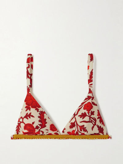 La DoubleJ X Orlebar Brown Fonda braided-trimmed floral-print triangle bikini top at Collagerie