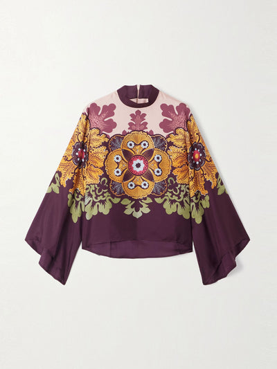 La DoubleJ Make An Exit printed silk-twill blouse at Collagerie