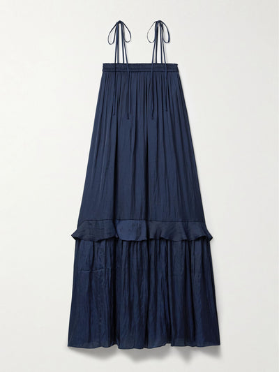 La Ligne Fleur ruffled crinkled-satin maxi dress at Collagerie