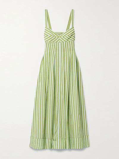 La Ligne Striped green midi dress at Collagerie