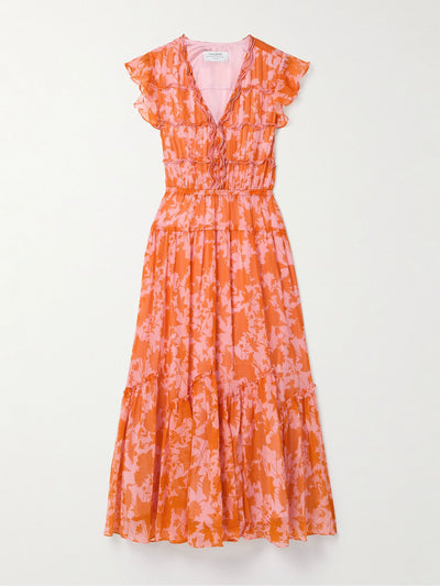 La Ligne Olympia pintucked ruffled floral-print silk-chiffon midi dress at Collagerie
