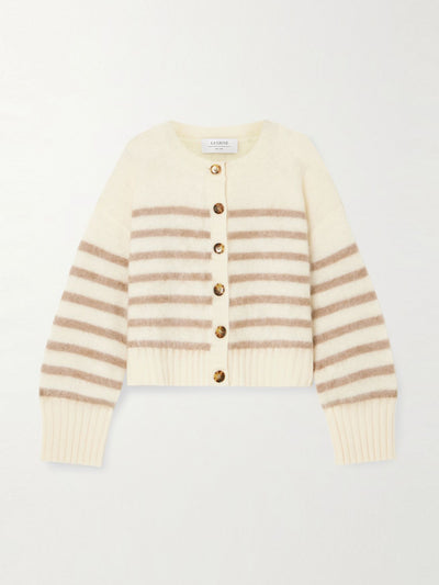 La Ligne Striped brushed-cashmere cardigan at Collagerie