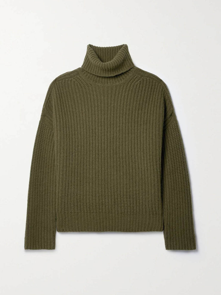 Toujours ribbed cashmere turtleneck sweater Clothing La Ligne    - Collagerie