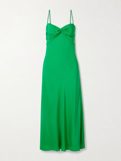 La Ligne Twist-front cutout silk midi dress at Collagerie