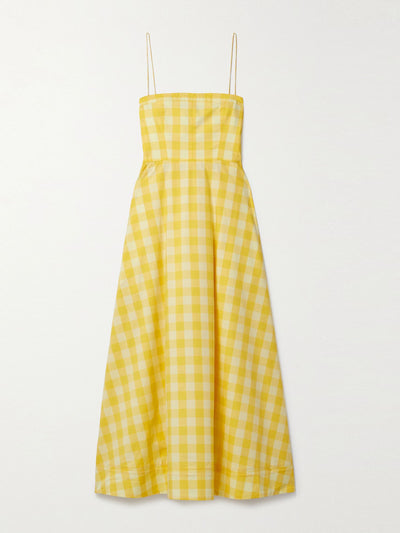 La Ligne Yellow gingham cotton-blend poplin midi dress at Collagerie