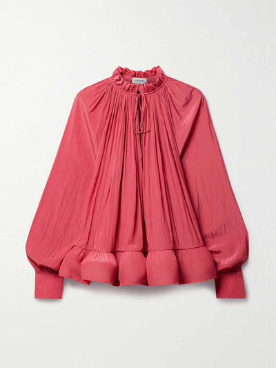 Lanvin Pink ruffled gathered blouse at Collagerie