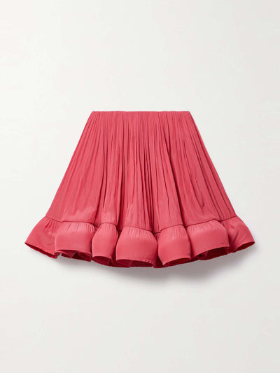Lanvin Ruffled gathered charmeuse mini skirt at Collagerie