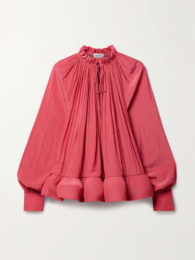 Lanvin Ruffled gathered charmeuse blouse at Collagerie