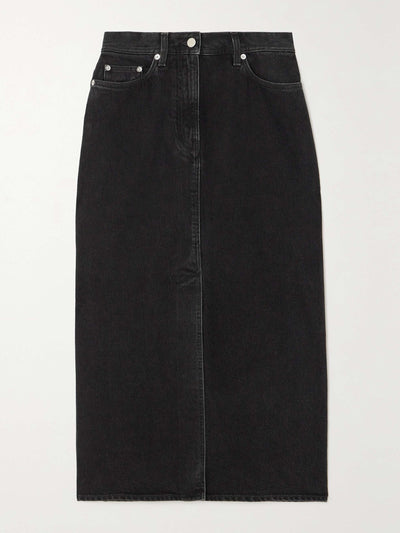 Loulou Studio Organic denim midi skirt at Collagerie