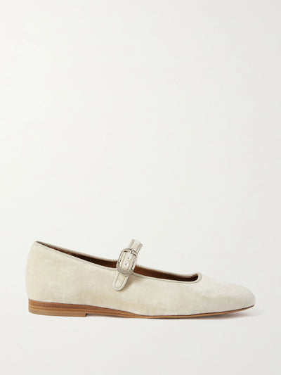 Le Monde Beryl Grosgrain-trimmed velvet Mary Jane ballet flats at Collagerie