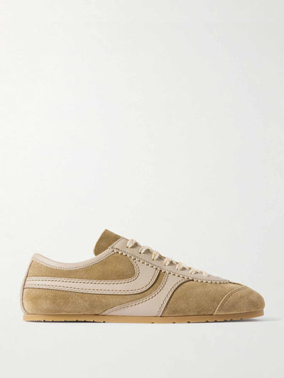 Dries Van Noten Leather-trimmed suede sneakers at Collagerie