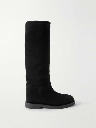 Legres Shearling-lined suede knee-high boots at Collagerie