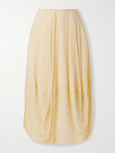 Lemaire Balloon organic silk crepe de chine midi skirt at Collagerie