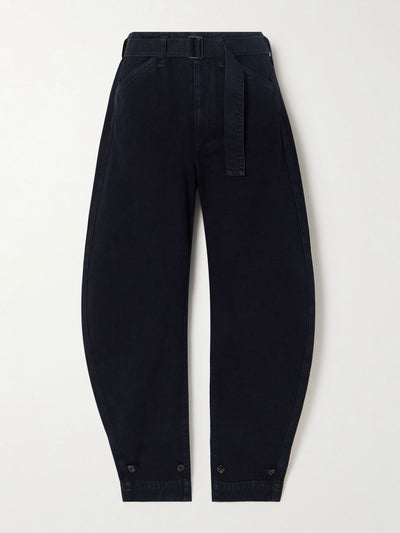 Lemaire Belted cotton-twill tapered pants at Collagerie