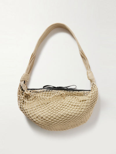 Lemaire Croissant leather-trimmed fishnet shoulder bag at Collagerie