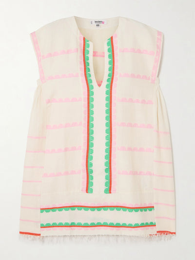 Lemlem Elina fringed striped cotton kaftan at Collagerie