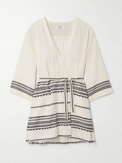 Lemlem Imani striped fringed cotton coverup at Collagerie