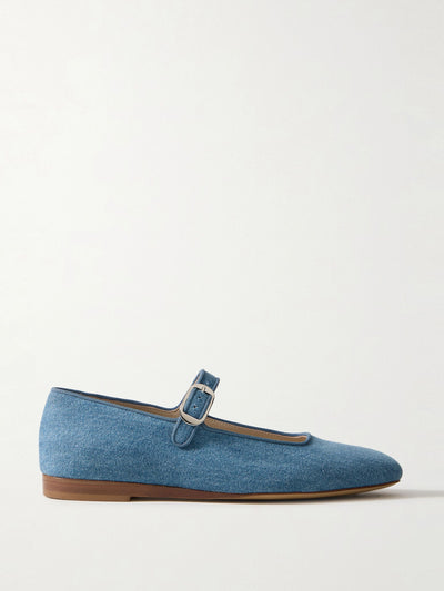 Le Monde Beryl Grosgrain-trimmed denim Mary Jane ballet flats at Collagerie