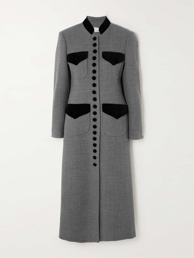 Liberowe Velvet-trimmed wool coat at Collagerie