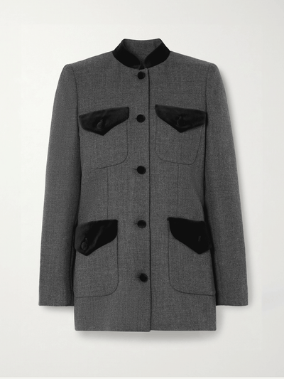 Liberowe Raja velvet-trimmed wool-tweed blazer at Collagerie